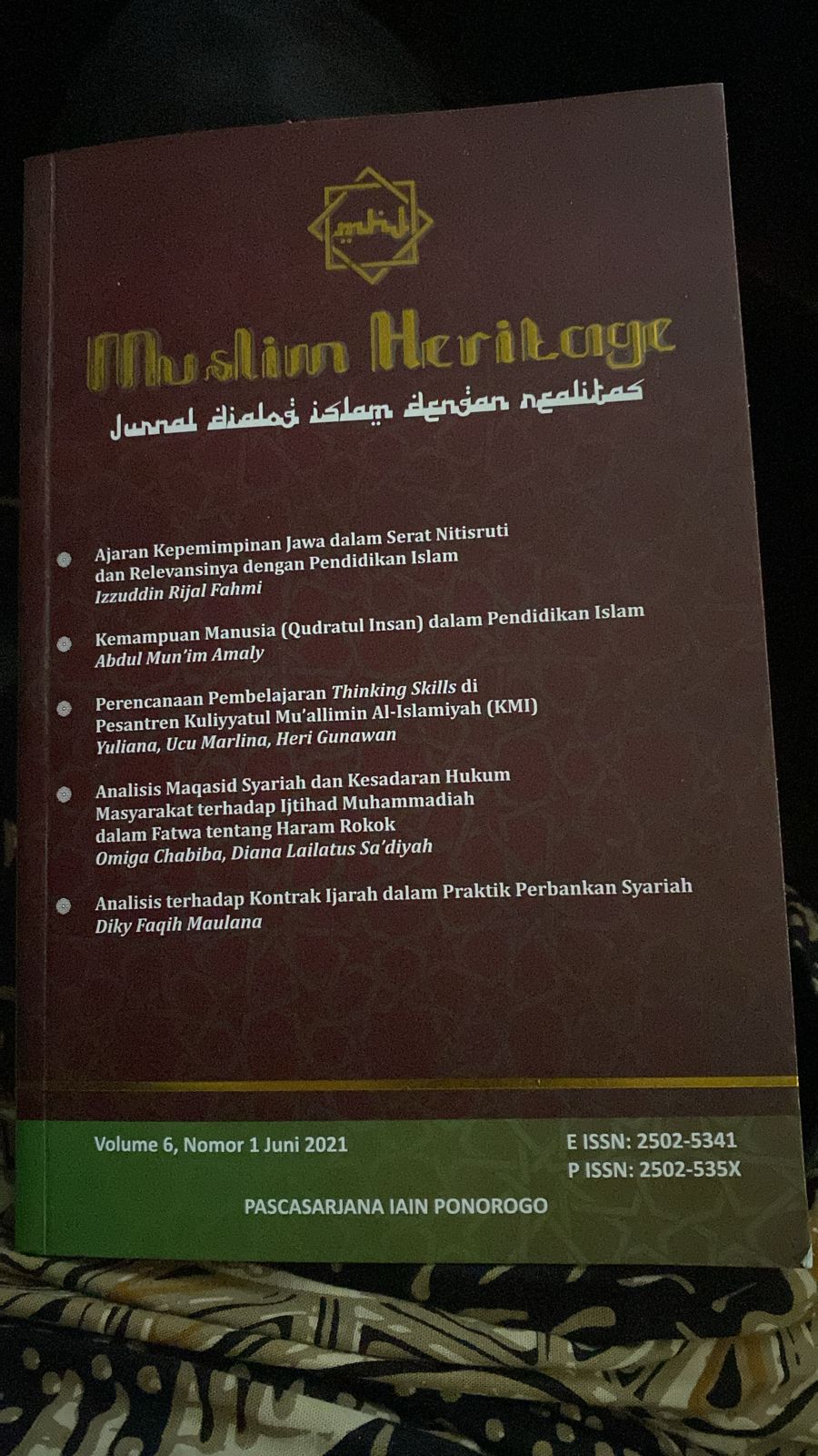 Muslim Heritage Jurnal Dialog Islam dengan Nealitas